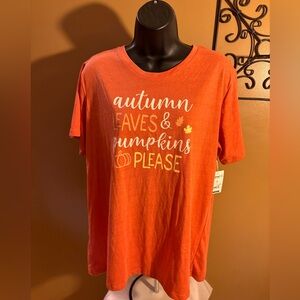 Autumn Leaves Pumpkin Please Tee Shirt Size XL